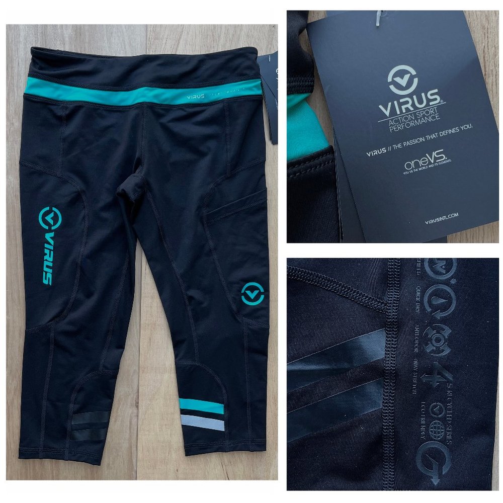 VIRUS COOL JADE Women’s Lunar Running Compression Capri Leggings sz M NWT